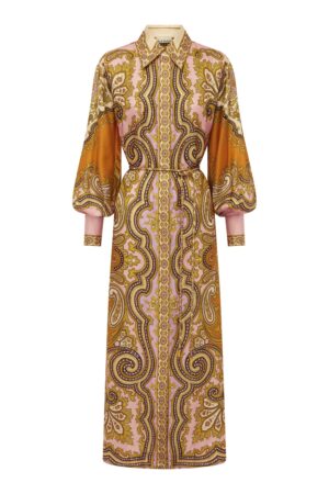 Australian Alemais New Elegant Vacation Printed Loose Shirt Collar Maxi Dress