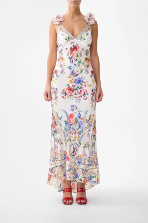 Australian Camilla Classic Long Sleeve Floral Dress, Vacation Style Fairy Summer Garden Maxi Dress