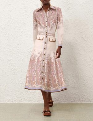 New Australian Style Ramie Slim-Fit Long-Sleeve Shirt + Linen A-Line Skirt